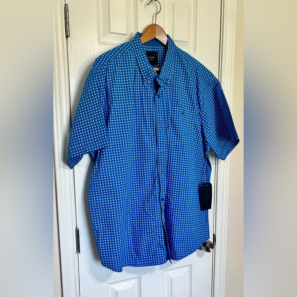 NWT Six Lincoln New York Blue and White Pattern Button Down Shirt - Picture 3 of 7
